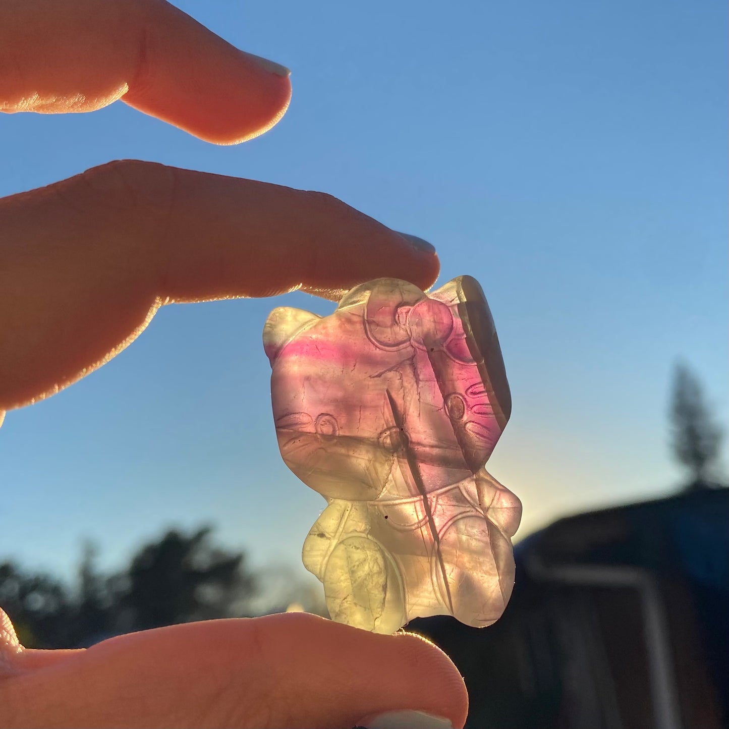 Carved Hello kitty Fluorite Slab