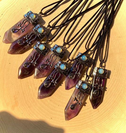 Amethyst and Opalite Pendent