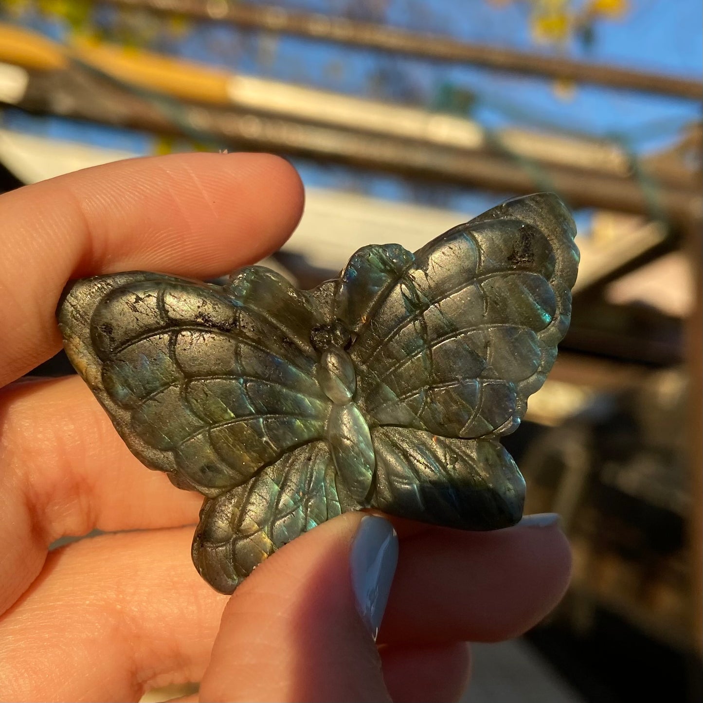 Carved Butterfly Labradorite Slab