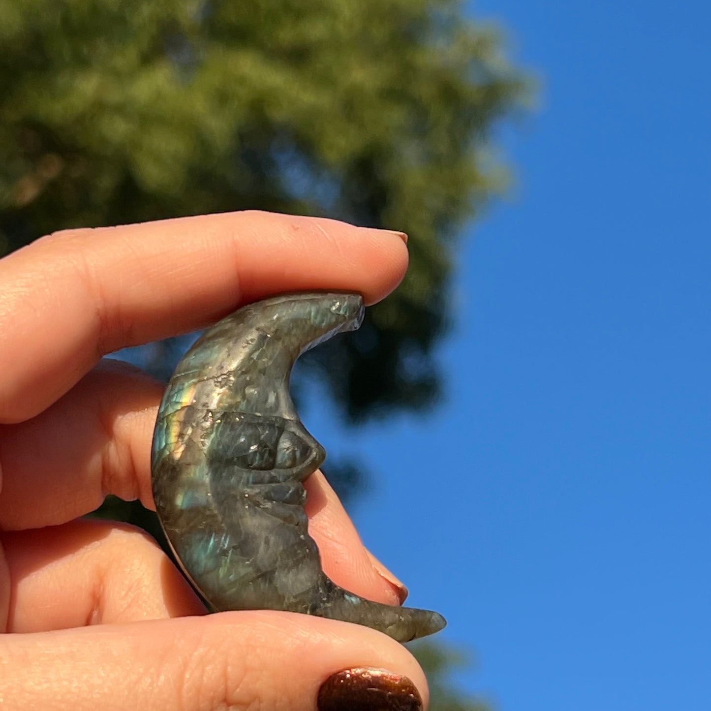 Labradorite Moon Carving