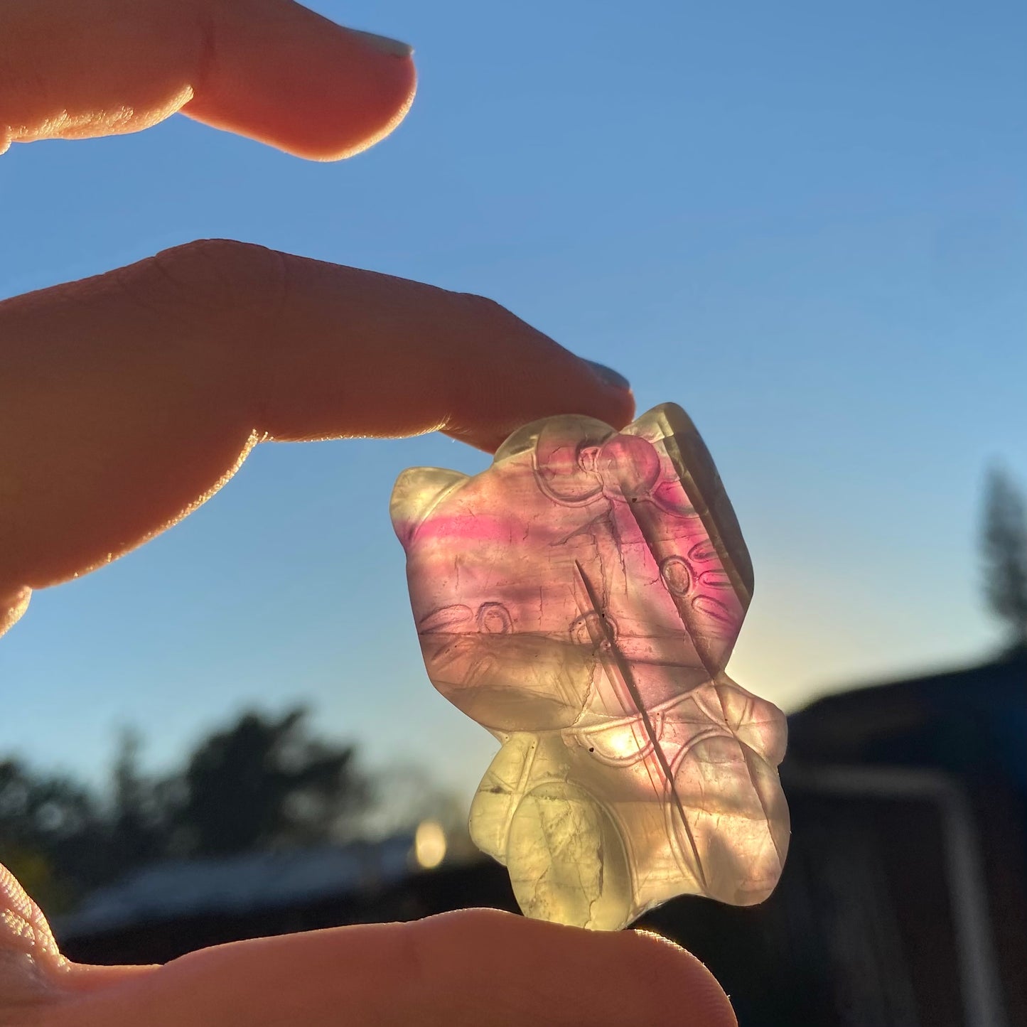 Carved Hello kitty Fluorite Slab