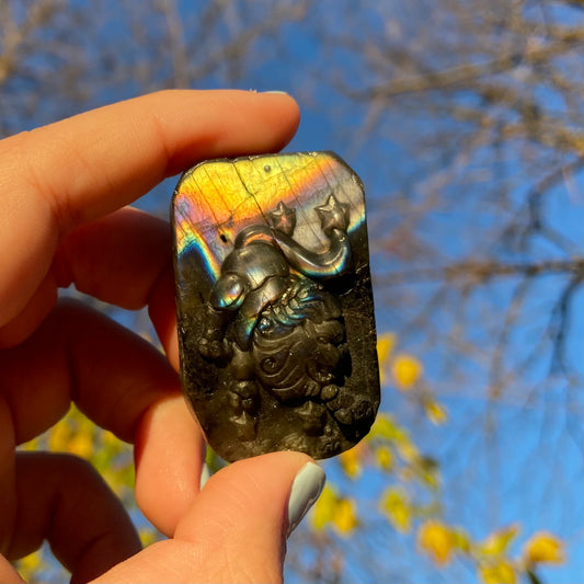 Carved Lion Labradorite Slab
