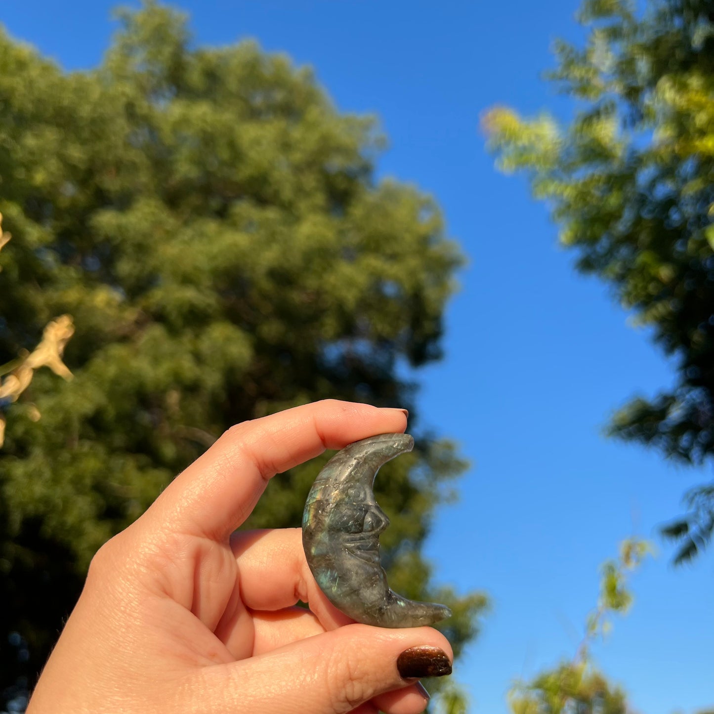 Labradorite Moon Carving
