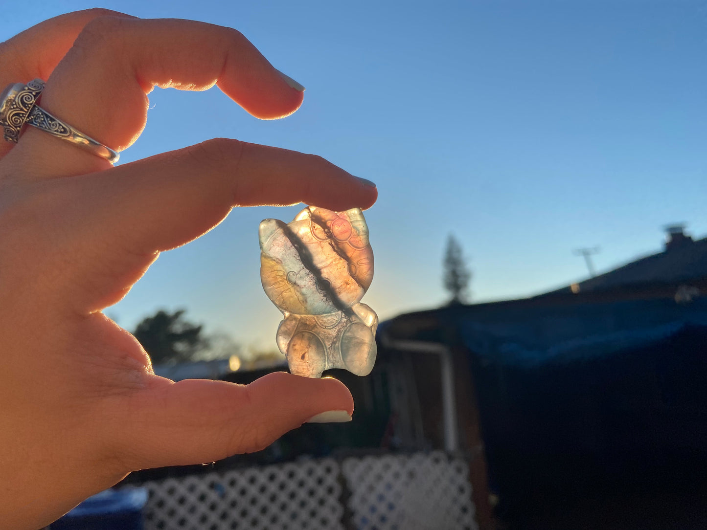 Carved Hello Kitty Fluorite Slab