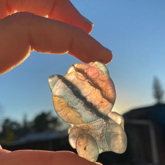 Carved Hello Kitty Fluorite Slab